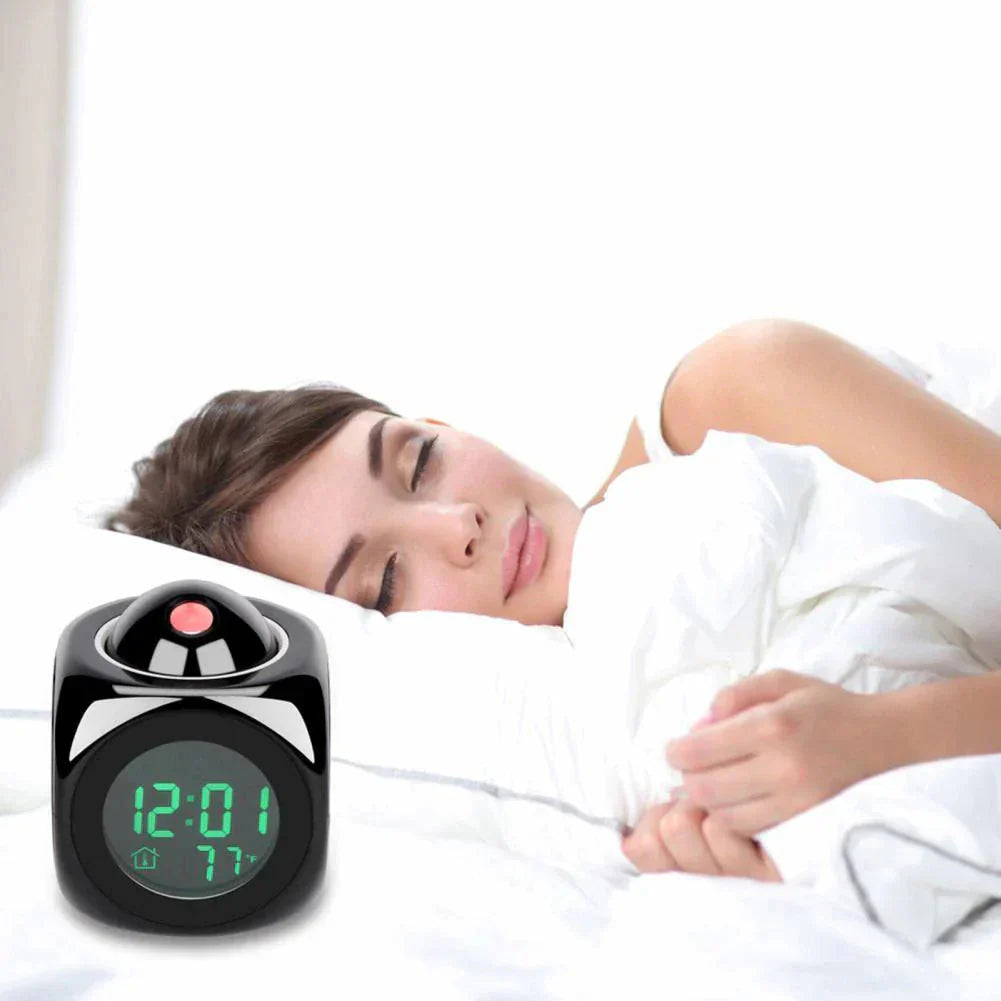 LED Projection Alarm Clock Digital LCD Display Voice Talking Weather Snooze USB Anti Spier