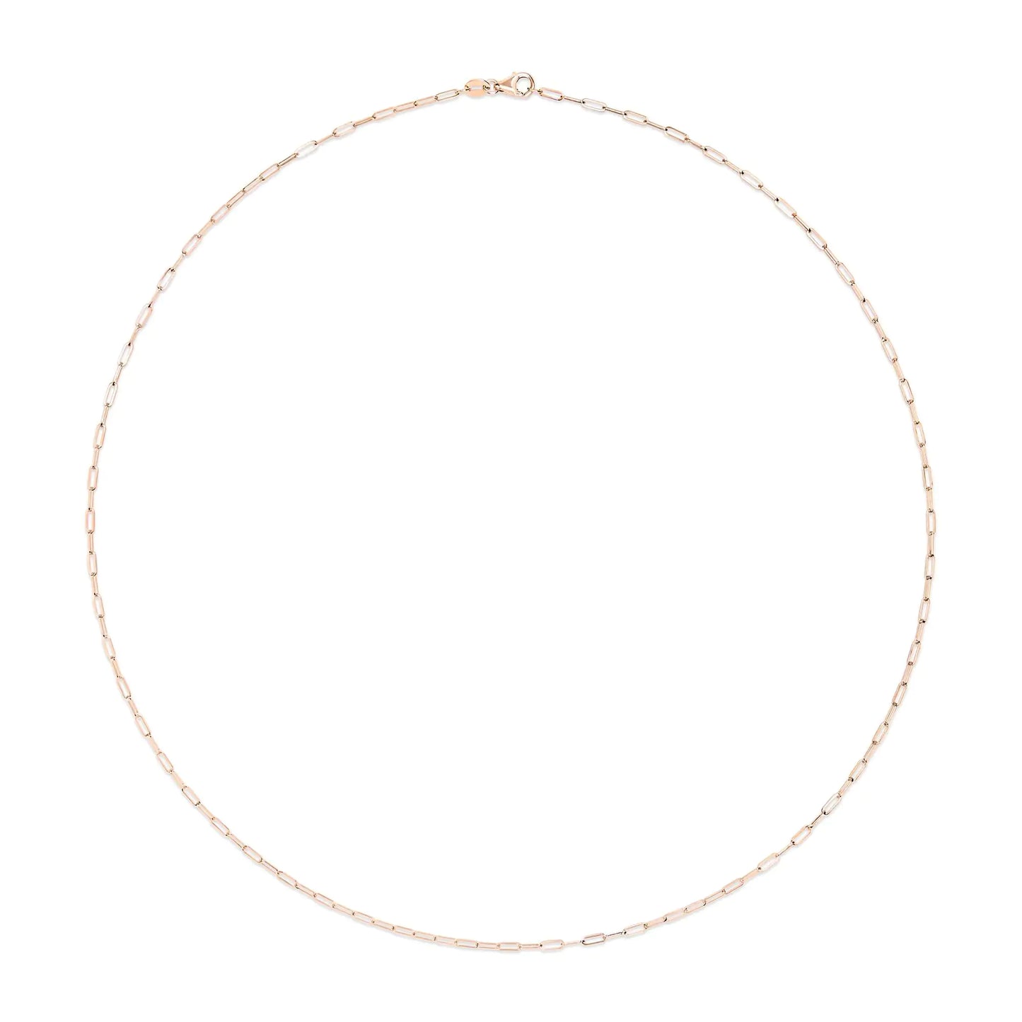 Unisex Solid 14K Gold 1.5mm Paperclip Chain Necklace - Choice of Length and Metal Color - Anti Spier 