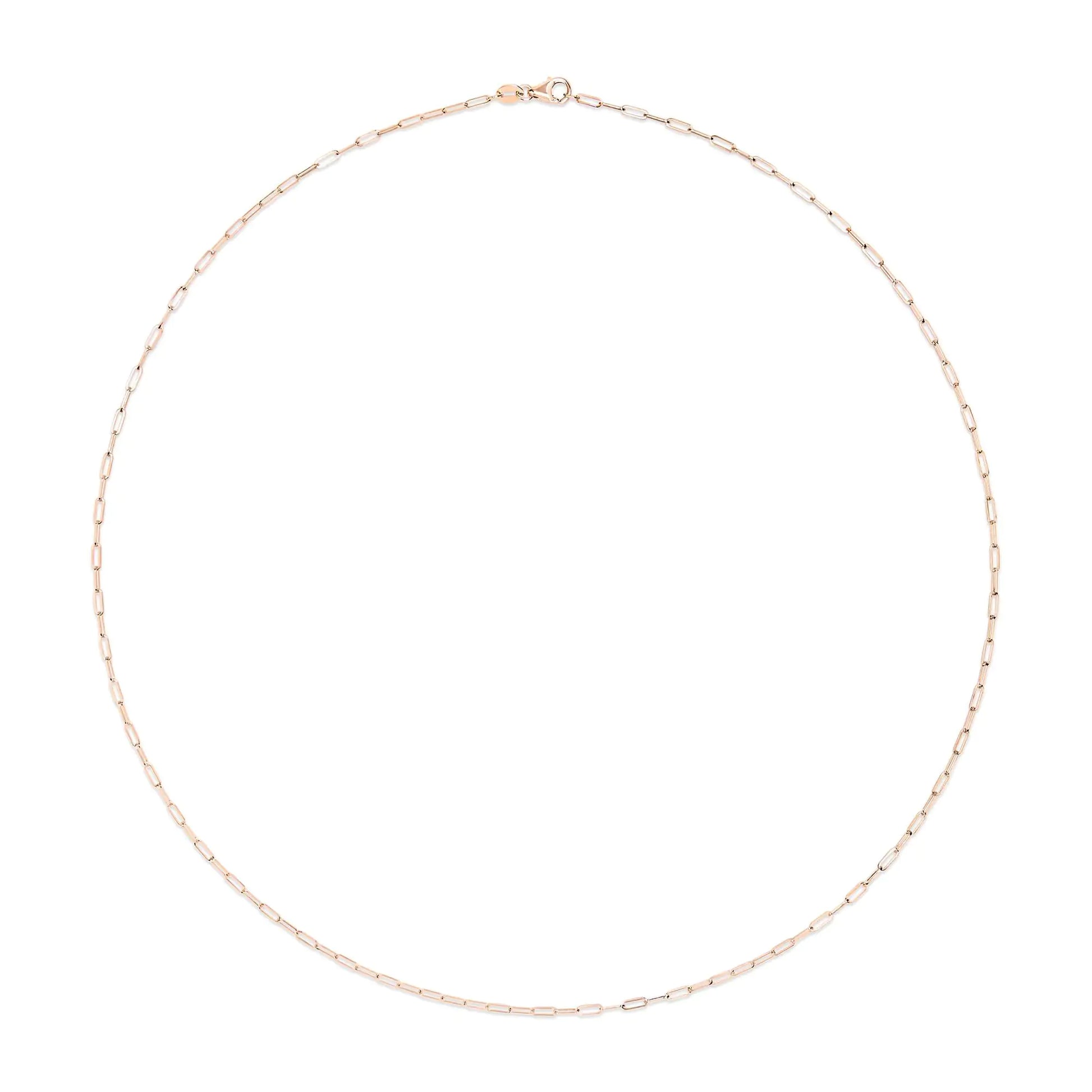 Unisex Solid 14K Gold 1.5mm Paperclip Chain Necklace - Choice of Length and Metal Color - Anti Spier 