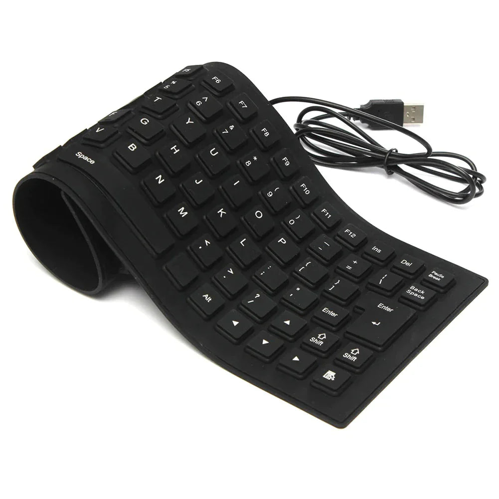Waterproof Silicone Keyboard Foldable Flexible USB Dustproof DirtProof Full Size Anti Spier