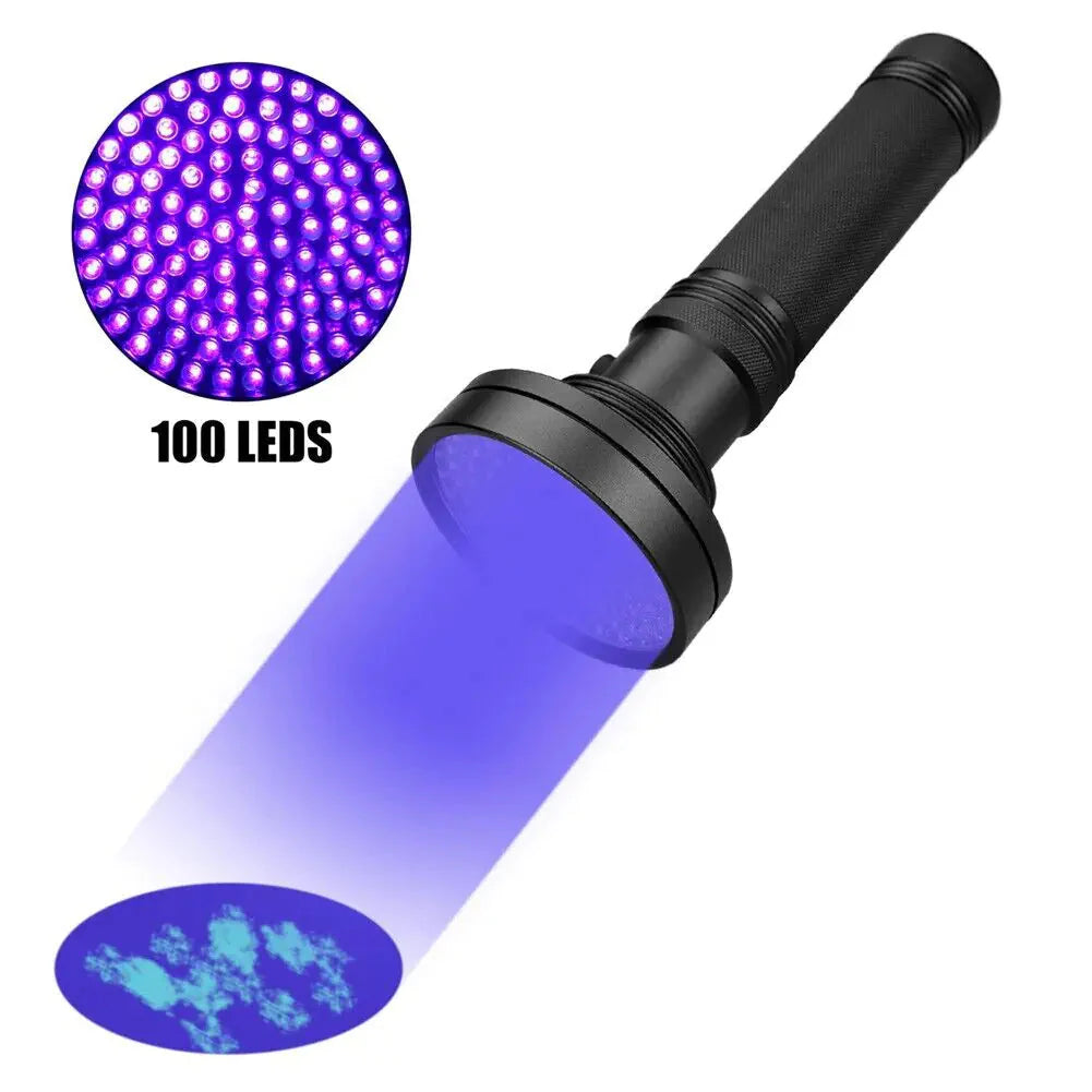 UV Ultraviolet Light 100 LED Flashlight BlackLight 395nM Inspection Lamp Torch Anti Spier