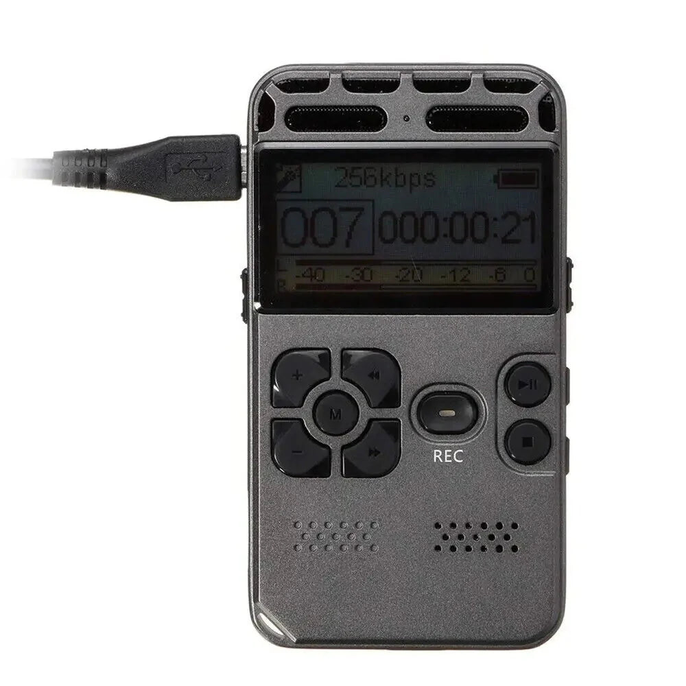 64GB Rechargeable LCD Digital Audio Sound Voice Recorder Dictaphone MP3 Player Anti Spier