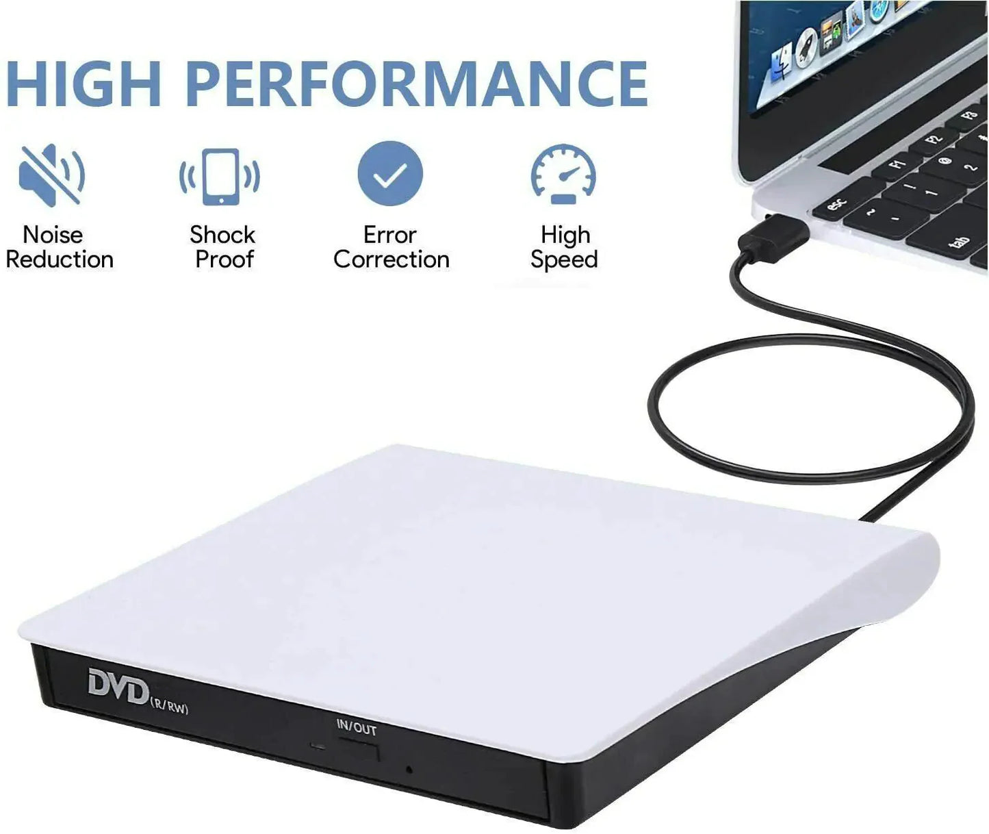 Slim External CD DVD Drive USB 3.0 Disc Player Burner Writer For Laptop PC Mac Anti Spier