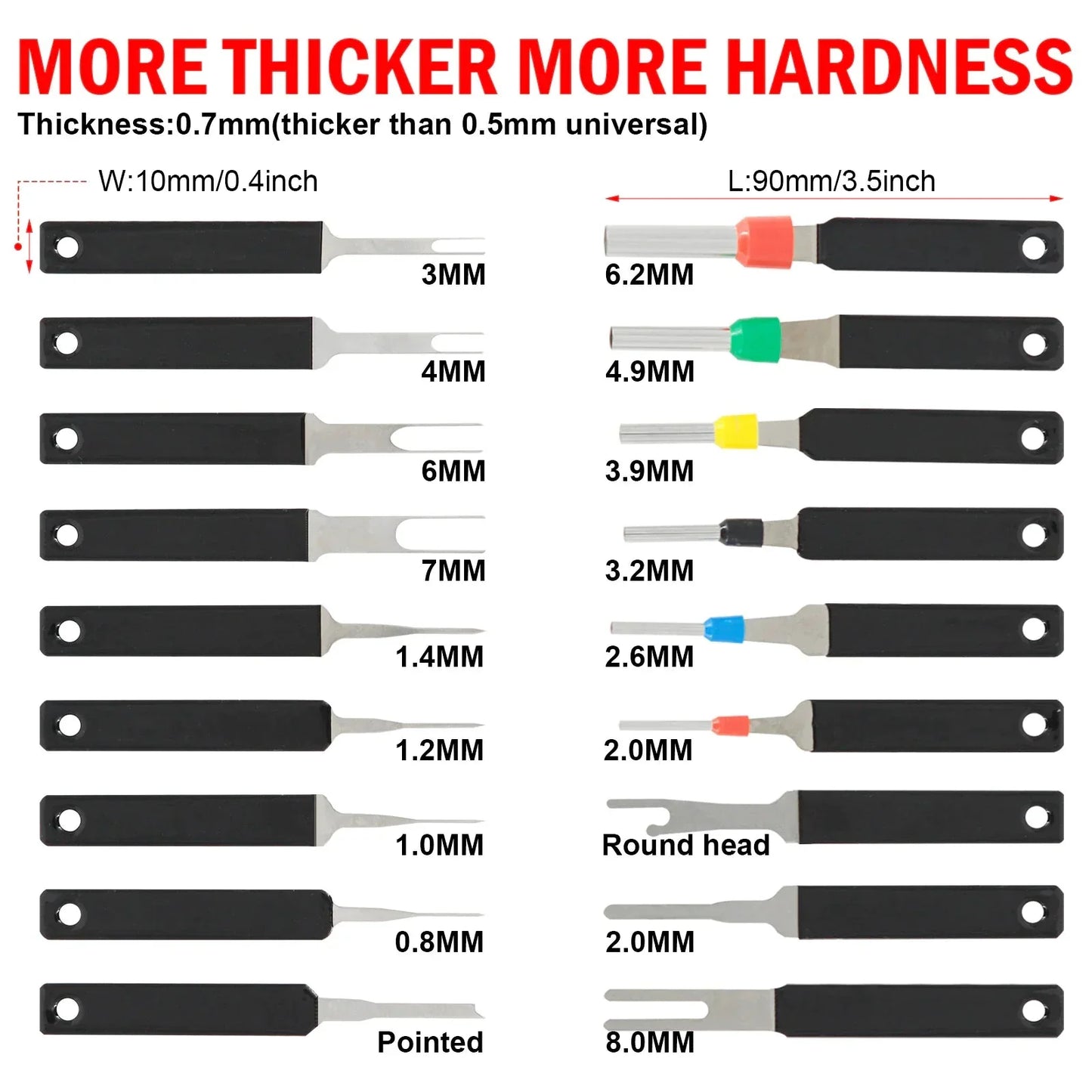 18Pcs Heavy Duty Thick Car Terminal Removal Kit Wire Connector Pin Release Tool Anti Spier