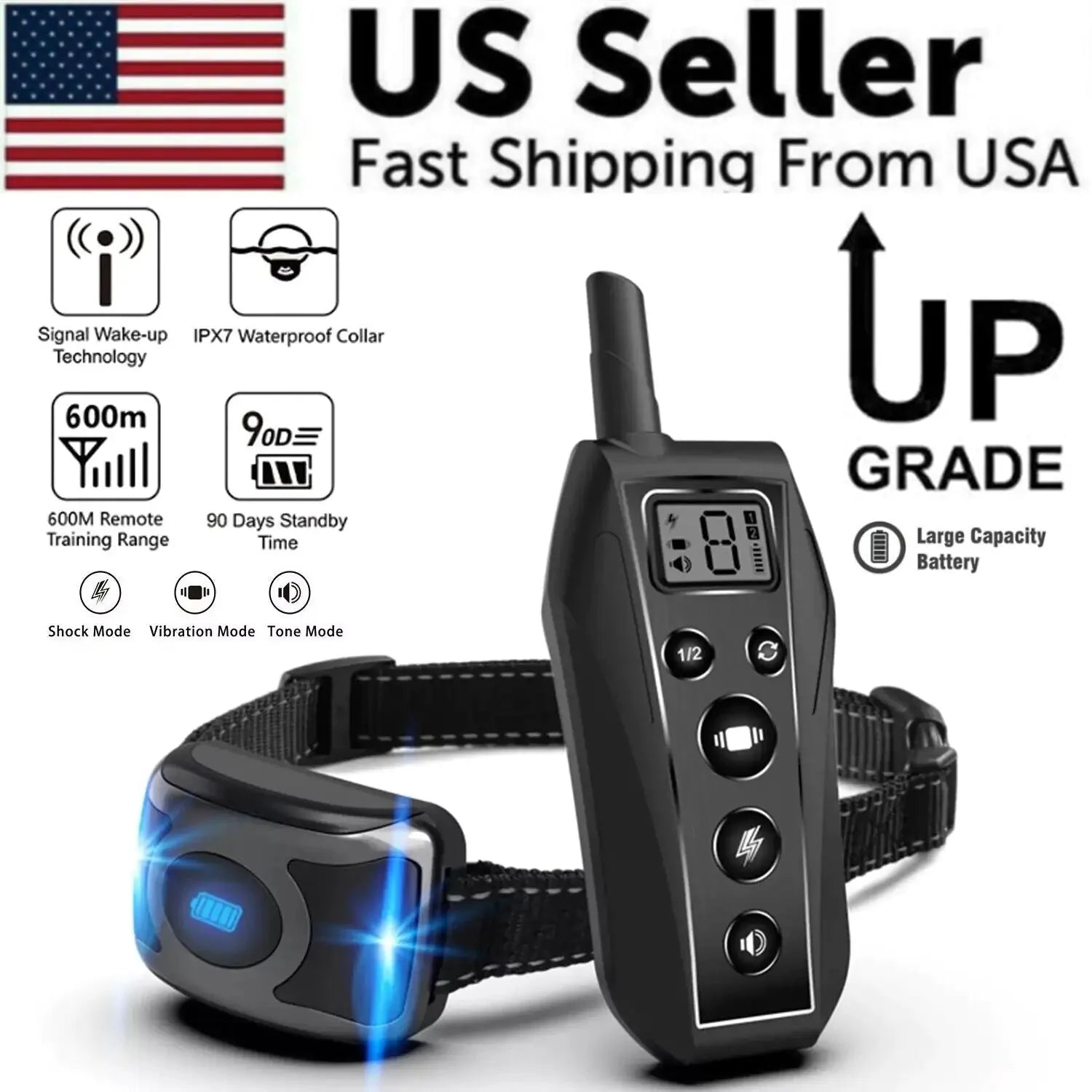 650 YD Remote Dog Training Shock Collar Waterproof for Small Medium Large Dogs Anti Spier