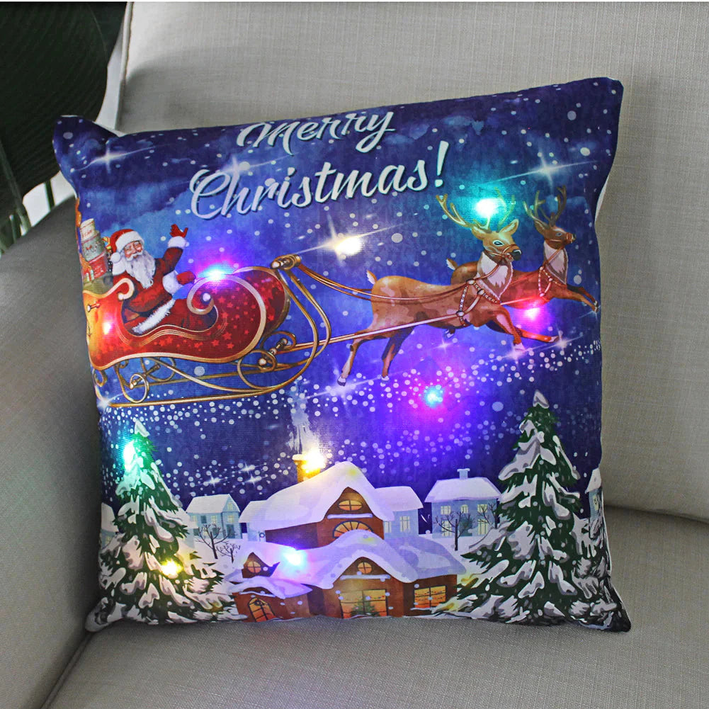 Super Soft Plush Christmas LED Lantern Pillowcase Anti Spier