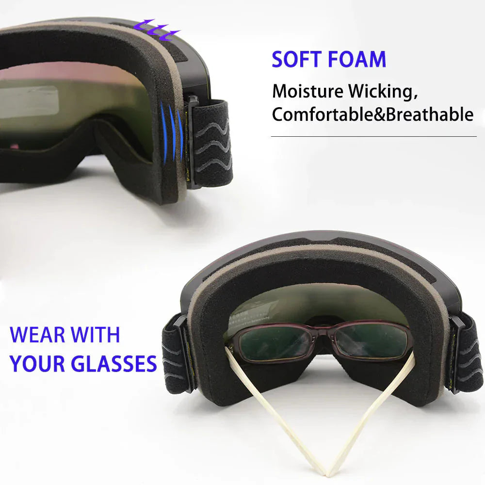 Anti-Fog Ski Goggles with Magnetic Lens Anti Spier