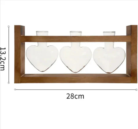 Heart-Shaped Glass Vase with Wooden Stand – stylish and elegant! Anti Spier
