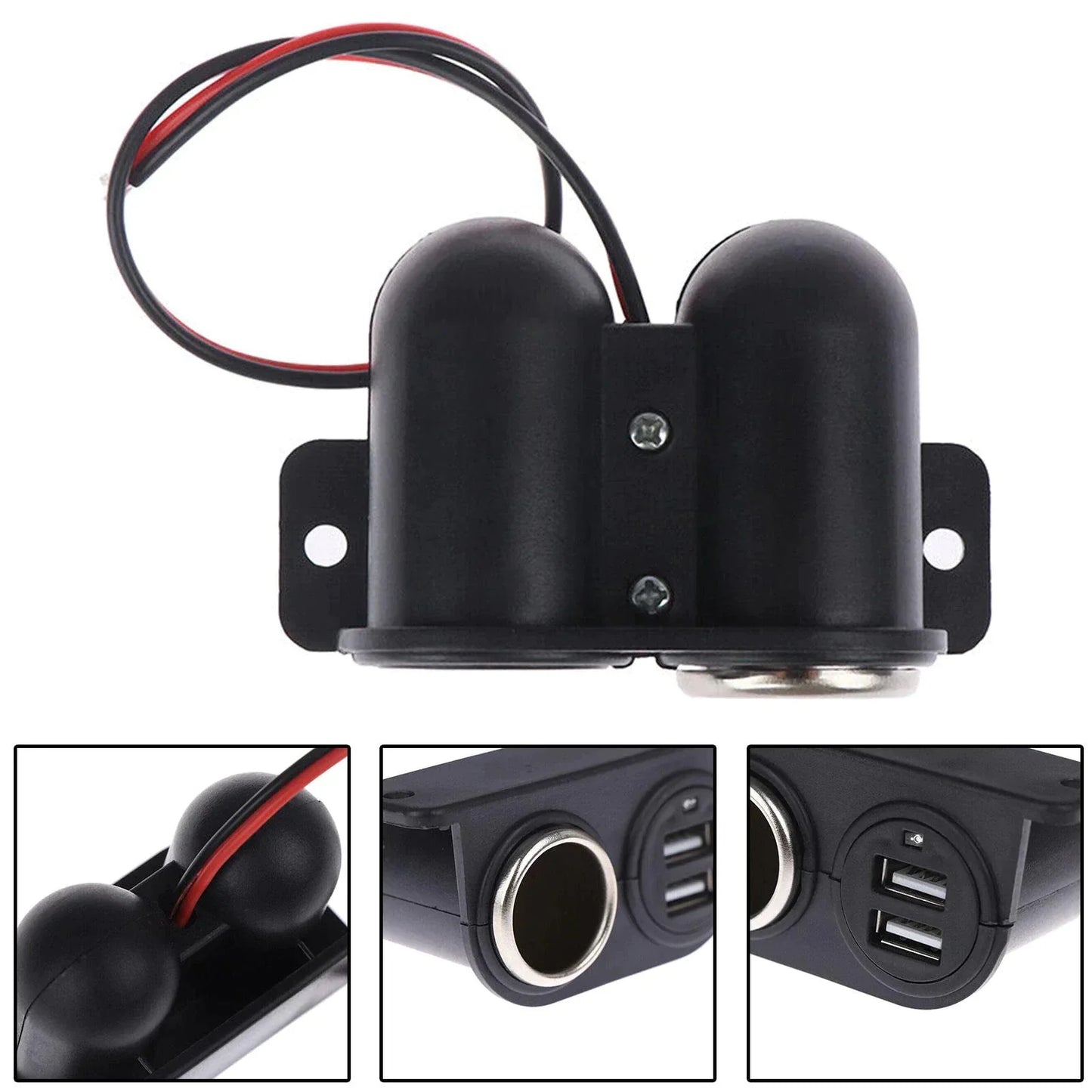 Car Cigarette Lighter Socket Splitter Dual USB Charger Power Adapter Outlet 12V Anti Spier