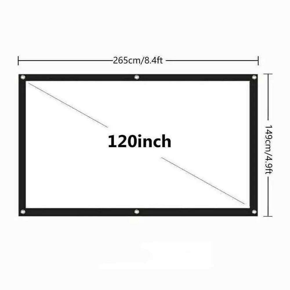 Portable Foldable Projector Screen 16:9 HD Outdoor Home Cinema Theater 3D Movie Anti Spier