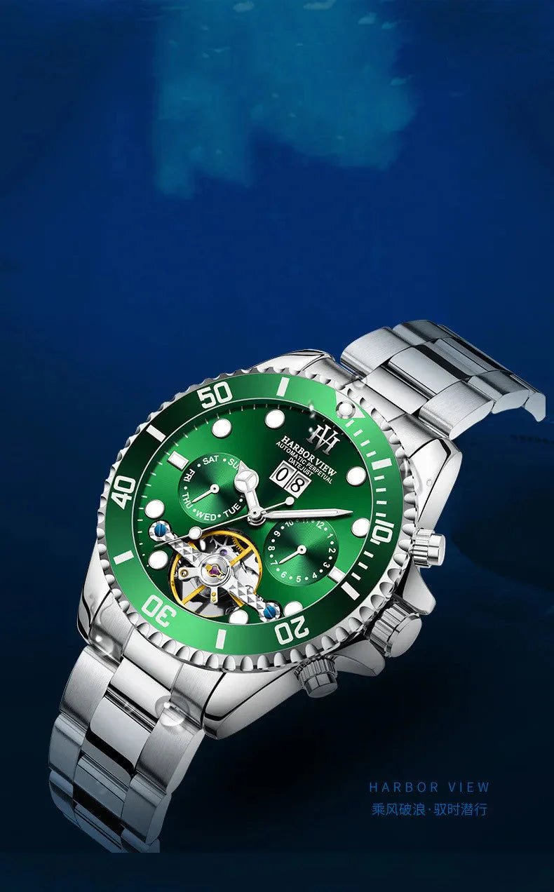 ARBOR VIEW Tourbillon Green Mechanical Watch Anti Spier