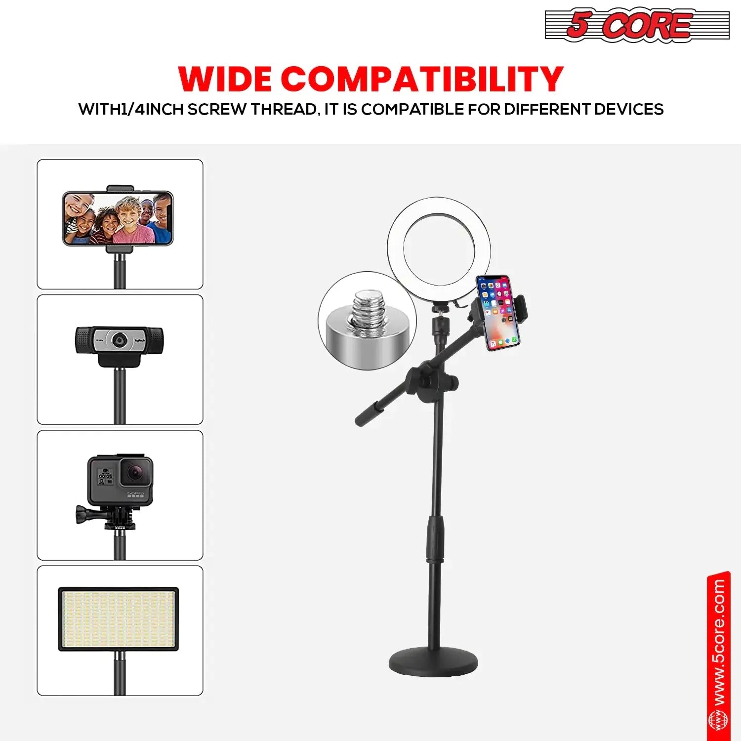 6 inch Ring Light with Cell Phone Stand Adjustable Ring light Angle  LED Circle Light w Phone Holder Anti Spier