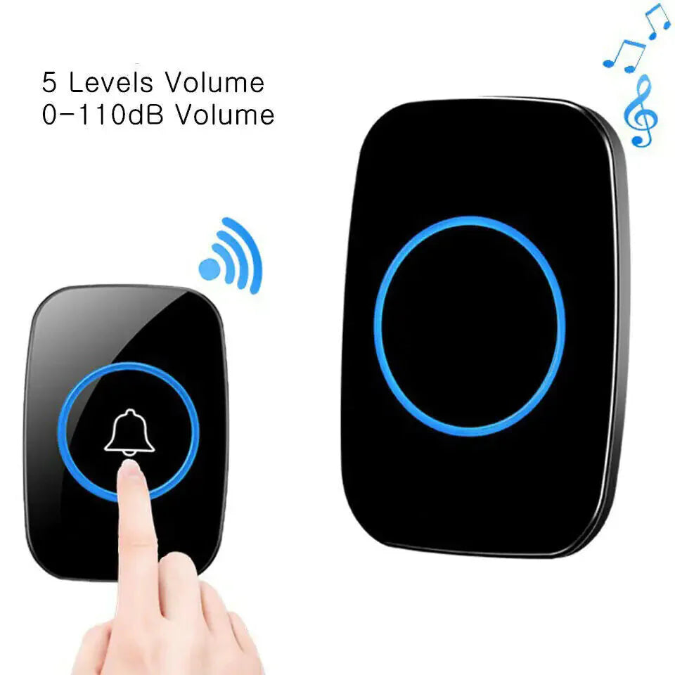 Wireless Doorbell Chime Waterproof Plugin Receiver Adjustable Volume 1000FT Kit Anti Spier