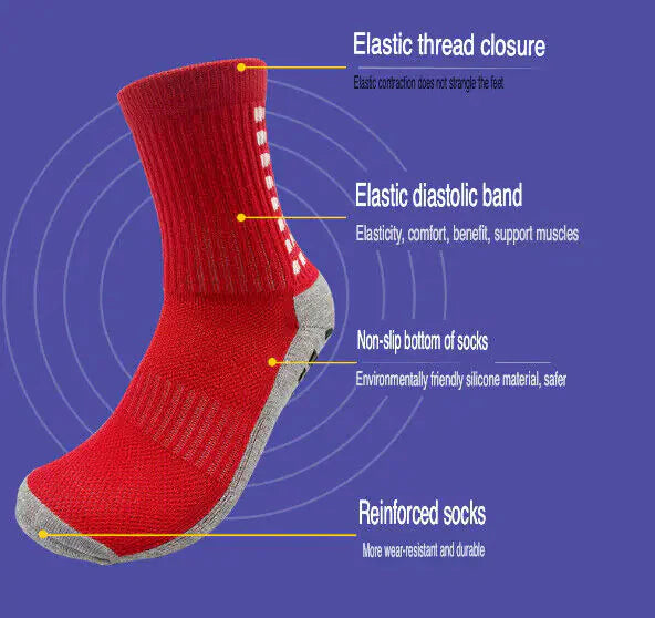 3 Pair Sport Socks Anti Slip W/ Grip Soccer Men Football Basketball Sock Premium Anti Spier