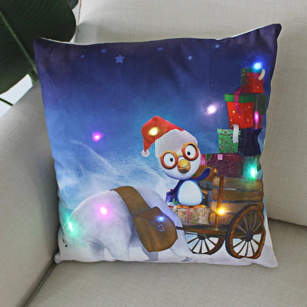 Super Soft Plush Christmas LED Lantern Pillowcase Anti Spier