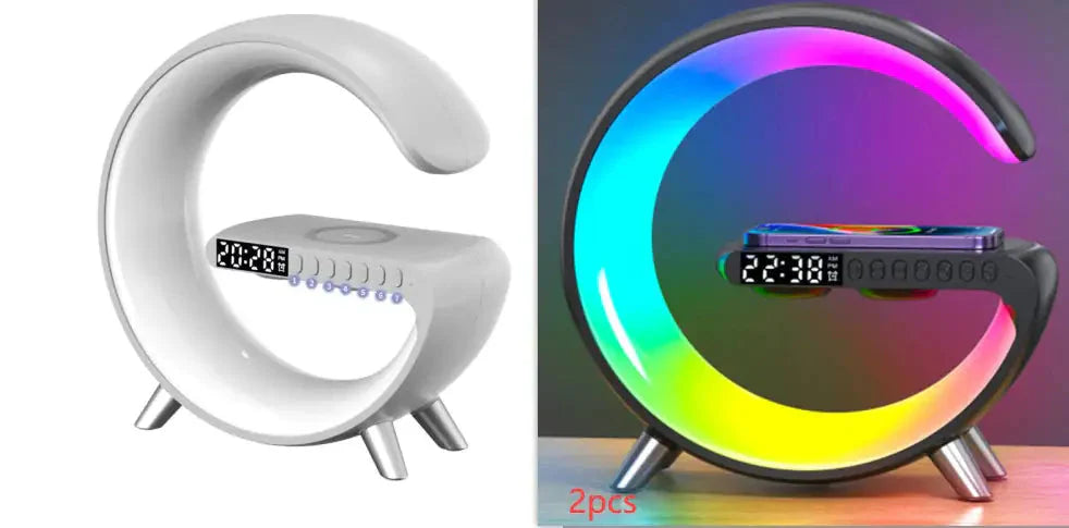New Intelligent G Shaped LED Lamp Bluetooth Speake Wireless Charger Atmosphere Lamp App Control For Bedroom Home Decor Anti Spier