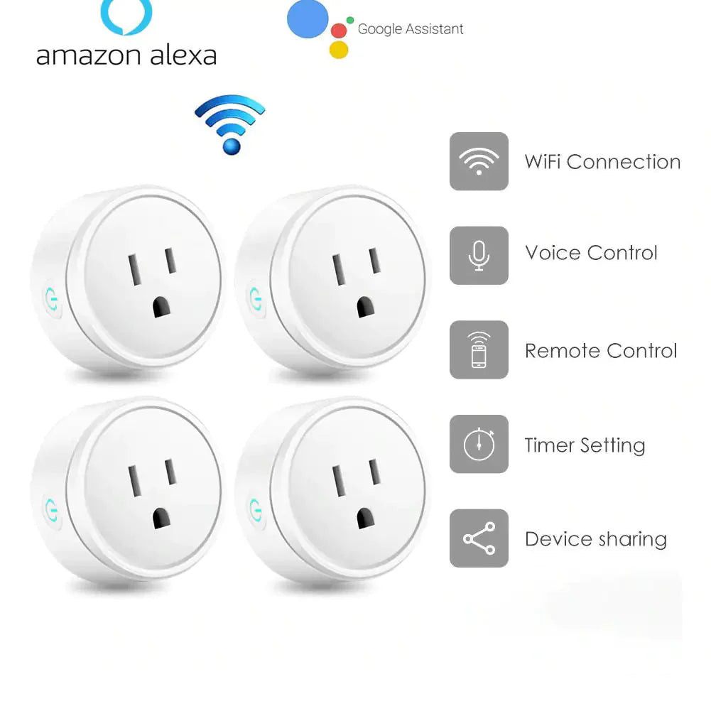 Smart Home Outlet Control By Google Home Assistant Or Amazon Alexa In Pack Of 2 Or 4 Anti Spier