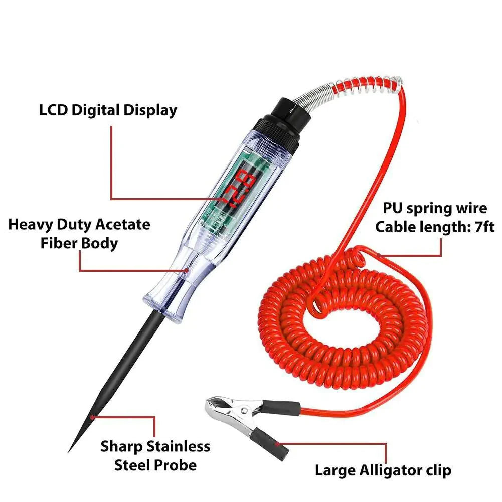 Digital Electric Voltage Circuit Tester Automotive Test Light Car Truck 6-24V US Anti Spier