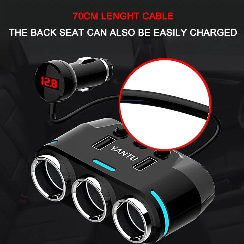 12V-24V Car splitter Cigarette Lighter Socket Plug Dual USB Charger Adapter Anti Spier