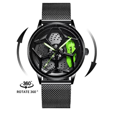 Car Wheel Hub Quartz Watch - Military Sport Design Anti Spier