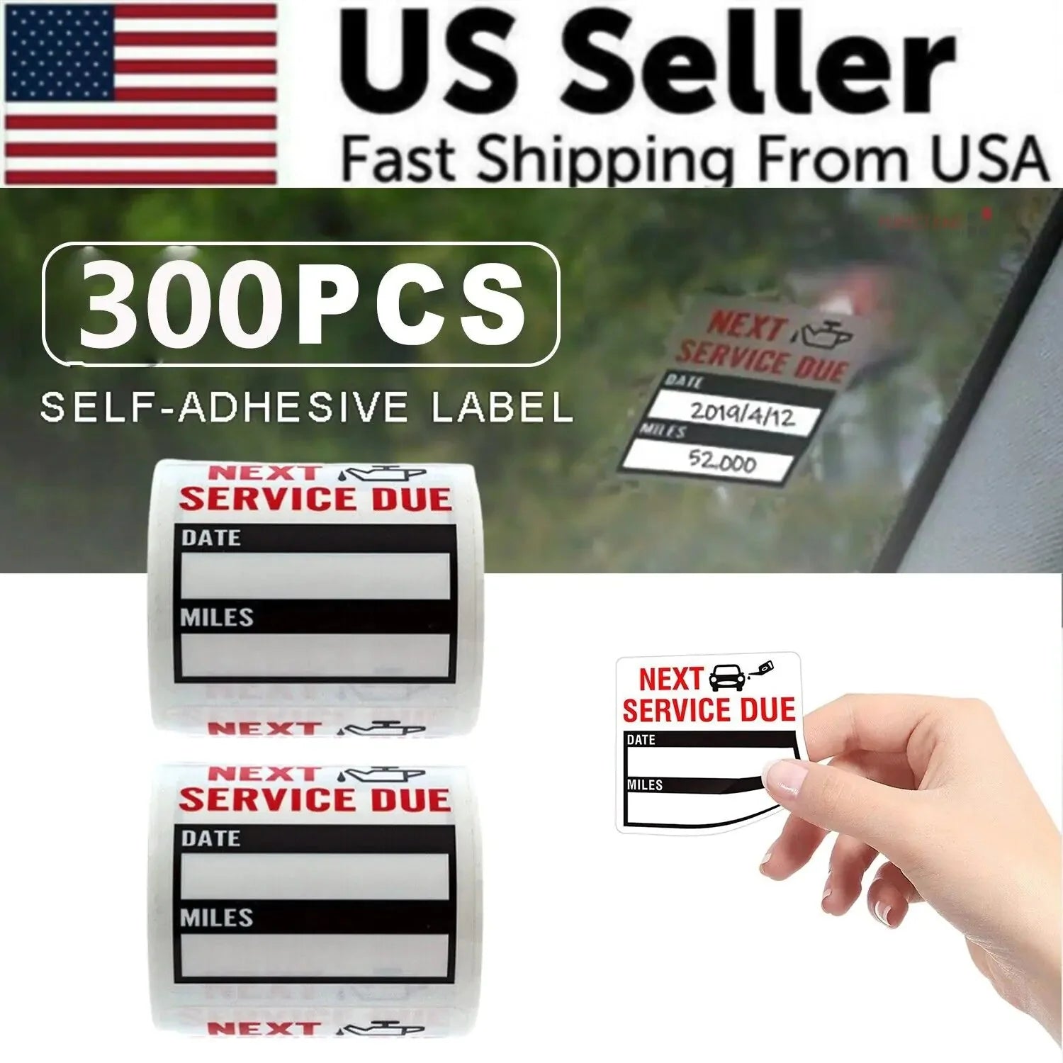 300 Oil Change Service Reminder Stickers Clear Window Lite Sticker Pack 2"x2" US Anti Spier
