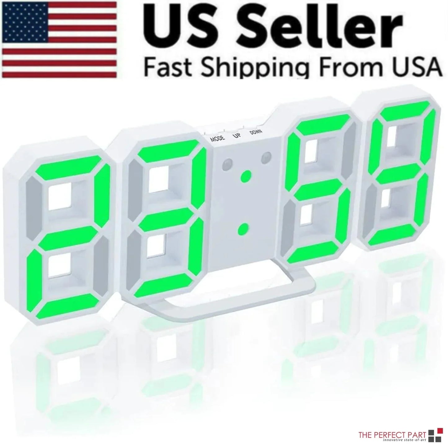 Digital 3D LED Big Wall Desk Alarm Clock Snooze 12/24 Hours Auto Brightness USB Anti Spier