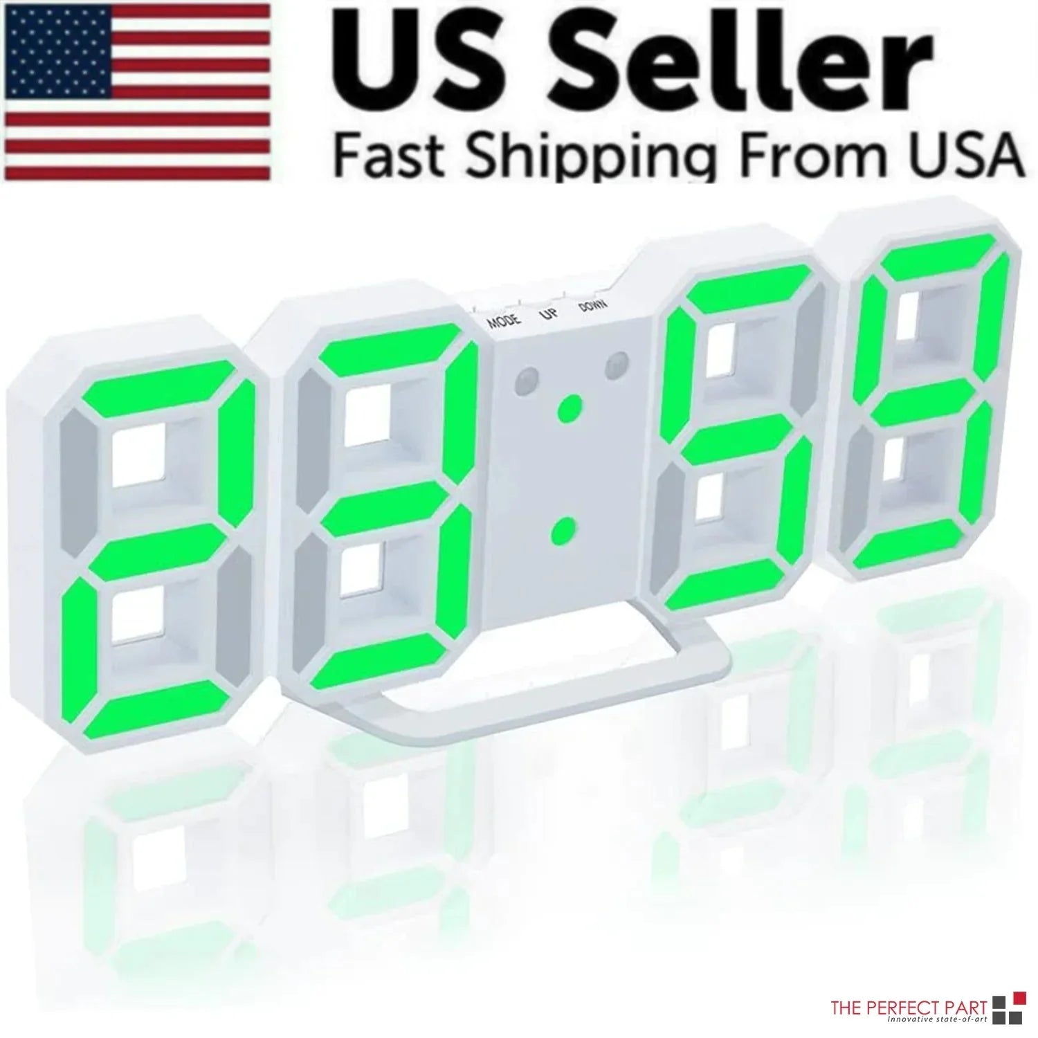 Digital 3D LED Big Wall Desk Alarm Clock Snooze 12/24 Hours Auto Brightness USB Anti Spier