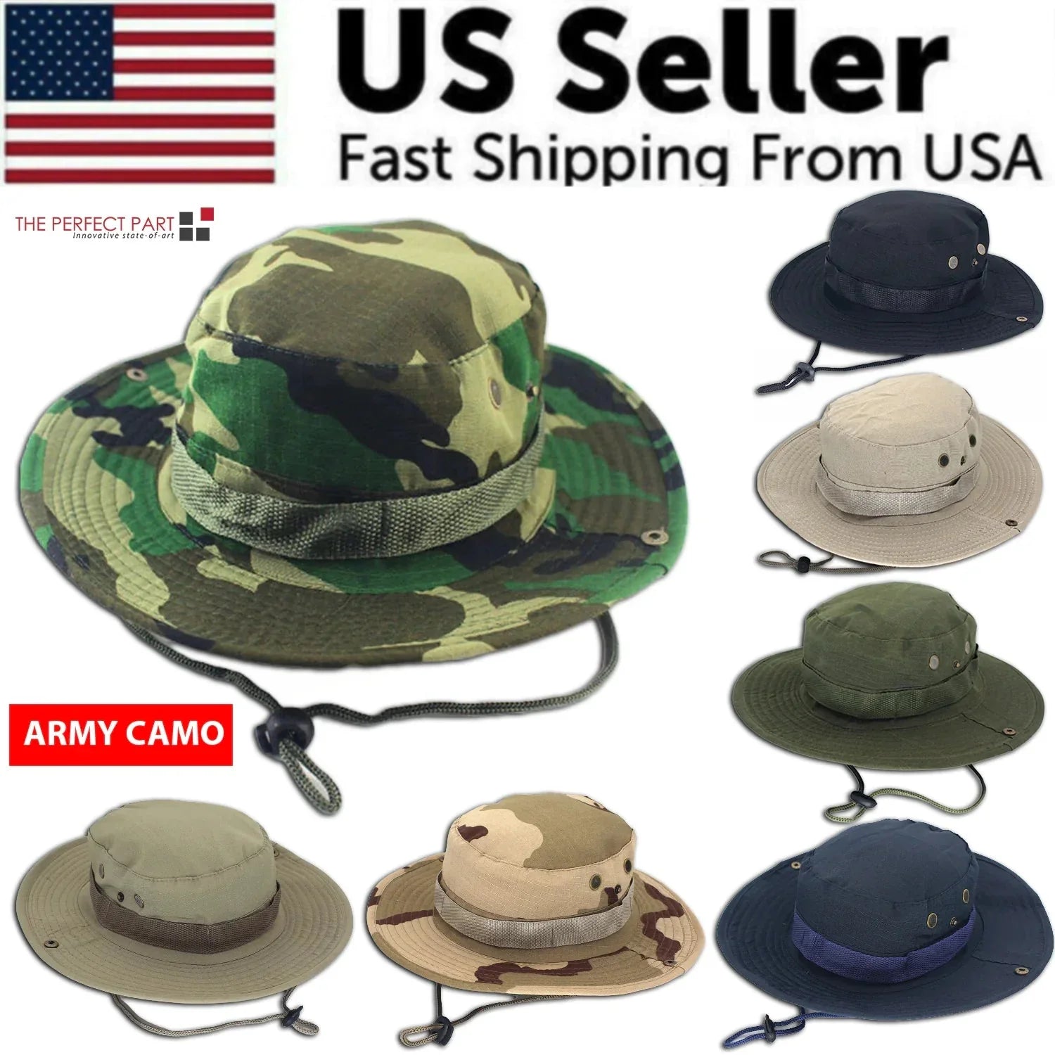 Boonie Bucket Hats Outdoor Fishing Hunting Wide Brim Mesh Camo Safari Sun Cap Anti Spier