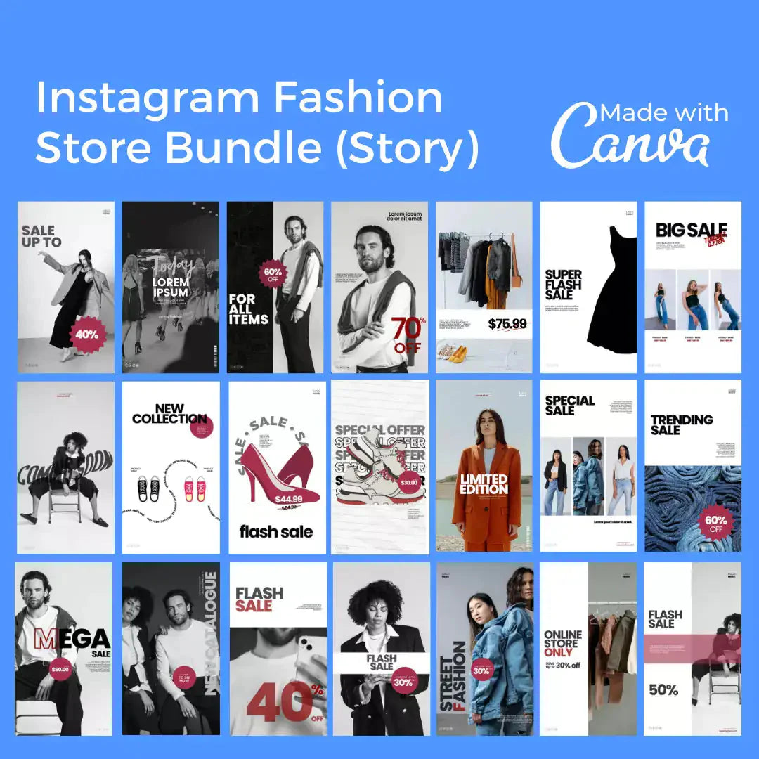Downloadable Instagram Fashion Store 100 Pages Bundle Anti Spier