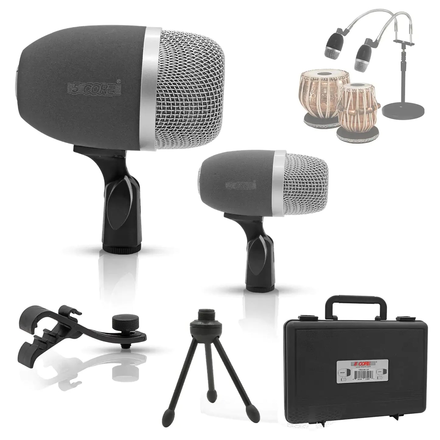 5Core Tabla Microphone Set Uni-Directional XLR Kick Snare Bayan Dayan Instrument Mic Anti Spier