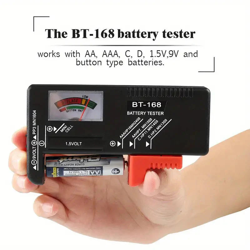Universal Battery Tester for AAA AA C D 9V Batteries Anti Spier