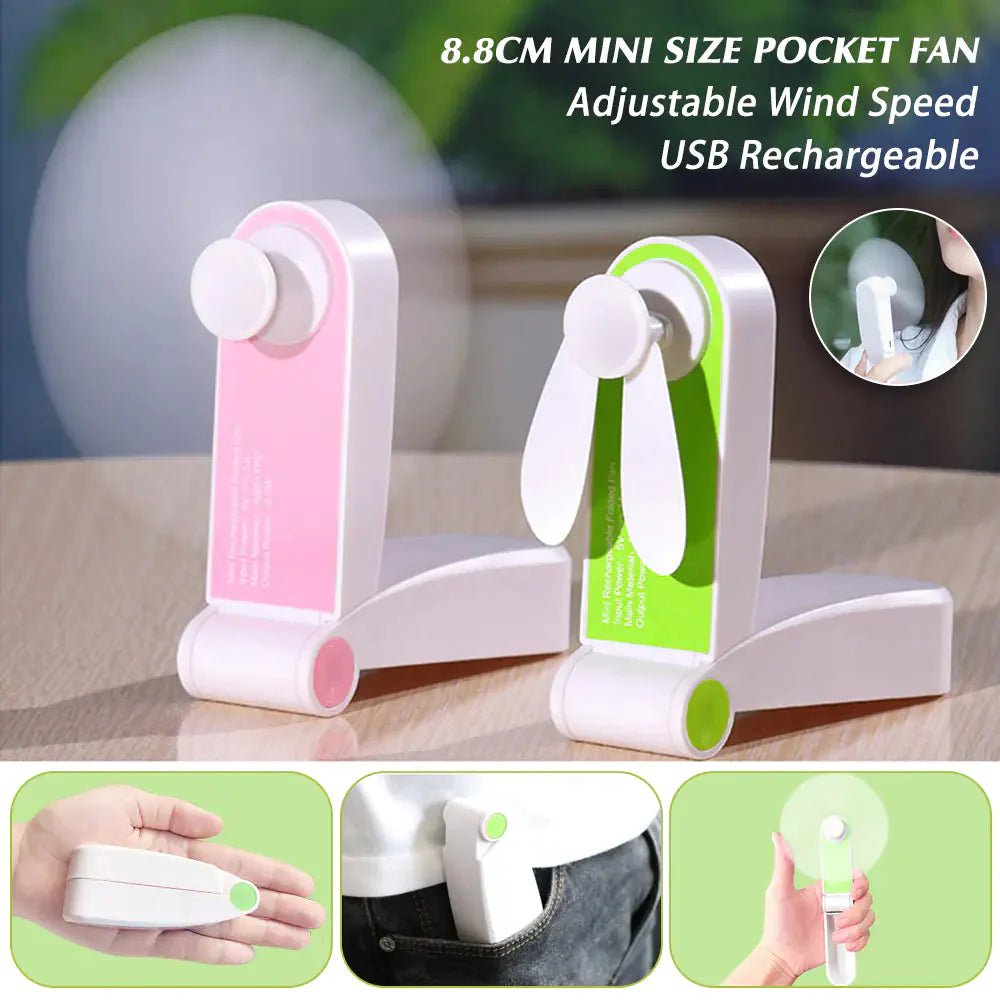 USB Rechargeable Mini Handheld Pocket Fan Anti Spier