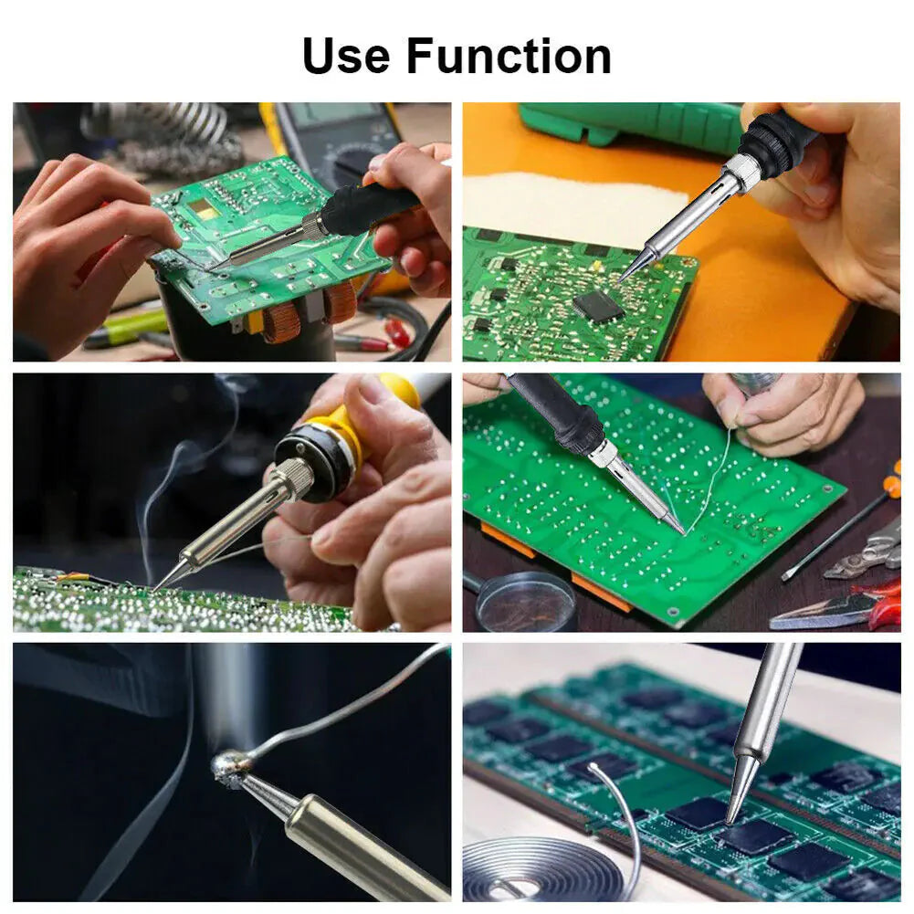 60W Soldering Iron Digital LCD Electric Welding Tools Solder Wire Tweezers Hand Anti Spier