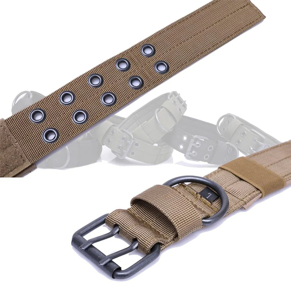 2" Wide Tactical Heavy Duty Nylon Large Dog Collar K9 Military With Metal Buckle Anti Spier