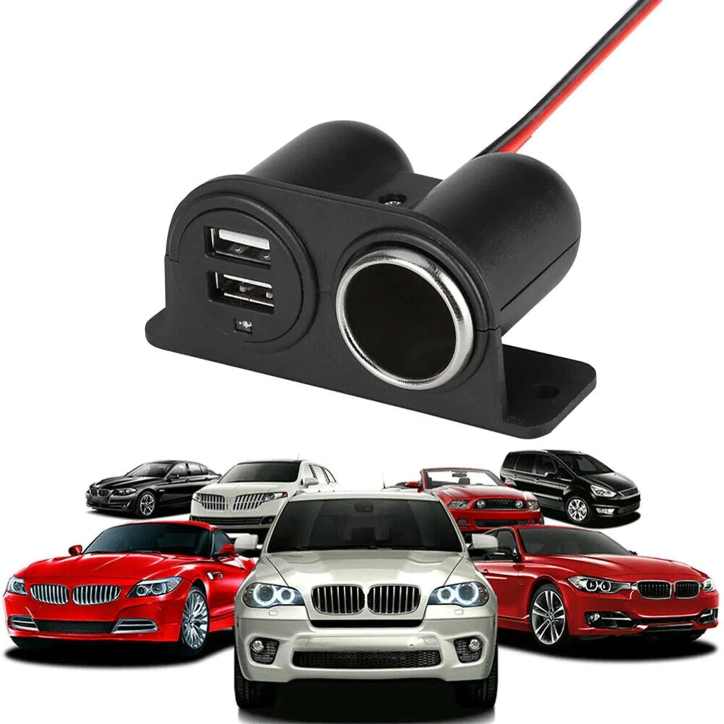 Car Cigarette Lighter Socket Splitter Dual USB Charger Power Adapter Outlet 12V Anti Spier