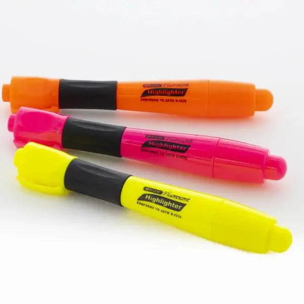 Yellow Fluorescent Highlighters with Cushion Grip (3/Pack) Anti Spier