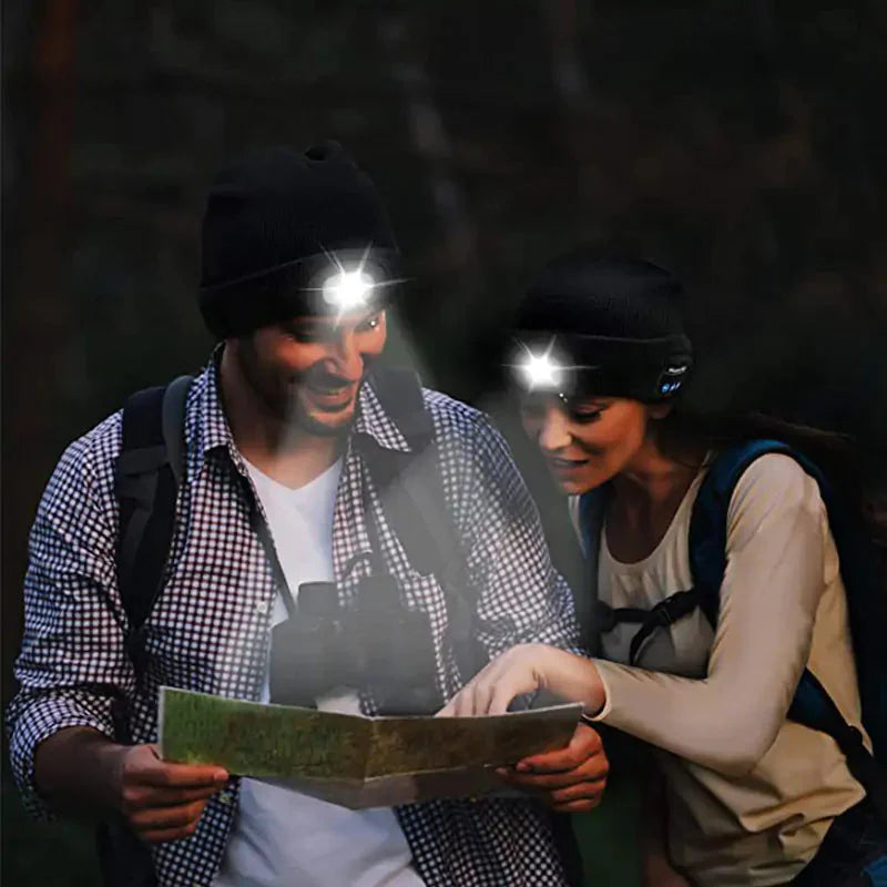 LED Hat With Stereo Headset Anti Spier