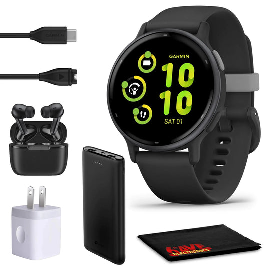 Garmin Vivoactive 5 Fitness Tracker Smart Watch for Women & Men with Slate Aluminum Bezel with Black Case and Silicone Band with 11 Days Battery Life and Bright 1.2” AMOLED Touchscreen Display Anti Spier