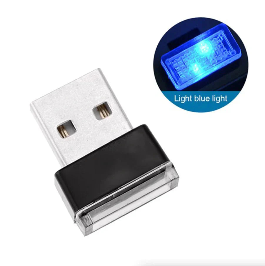 3x Mini Blue LED USB Car Interior Light Neon Atmosphere Ambient Lamp Accessories Anti Spier