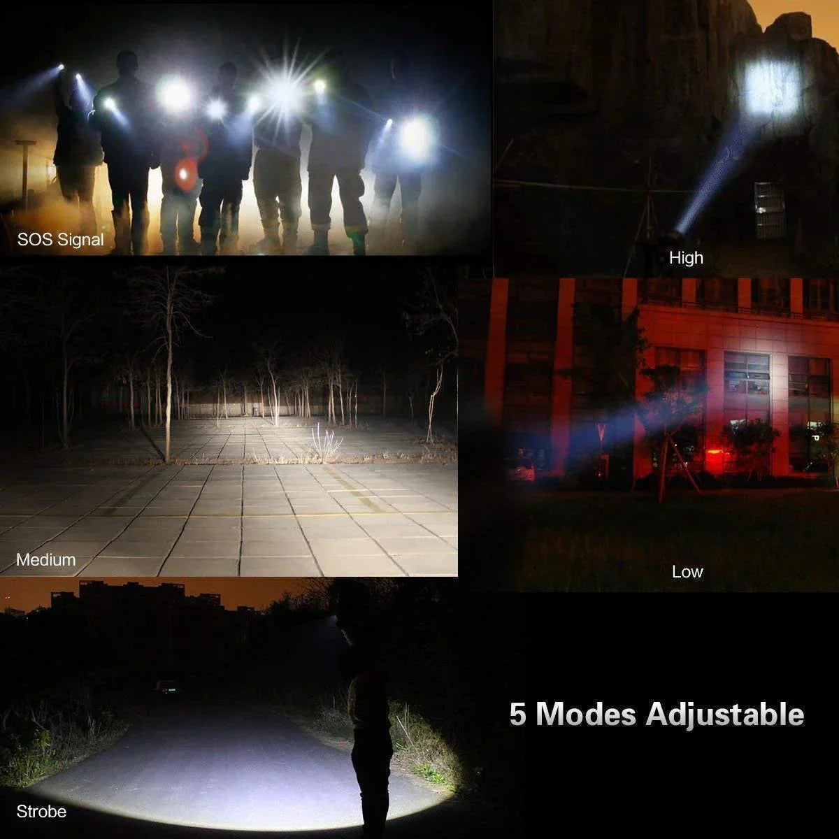 Super-Bright 90000LM LED Tactical Flashlight 5 Modes Zoomable Torch Searchlight Anti Spier