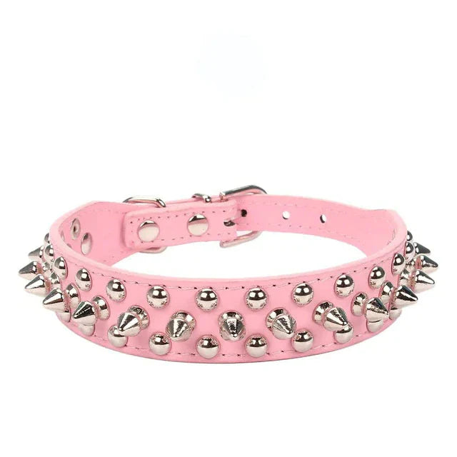 Spiked Studded Leather Dog Collar Rivets Pet Small Large Cat Pit Bull Adjustable Anti Spier