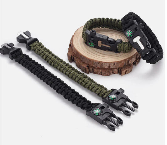 High Decibel Whistle Bracelet with Fire Starter (In Stock) Anti Spier