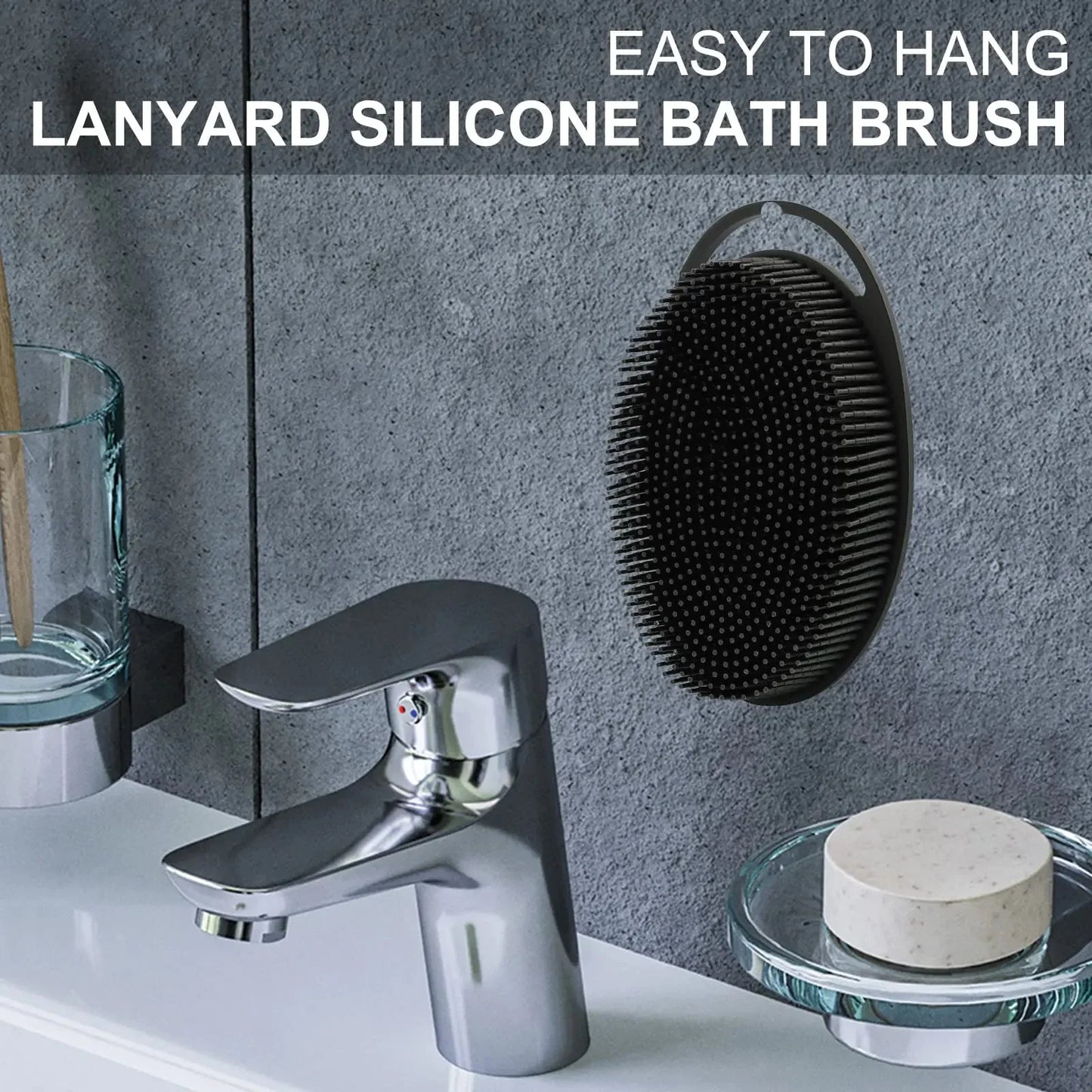 Upgrade Body Scrubber and Hair Shampoo Brush, All in One, Premium Silicone Loofah, Exfoliating Body Brush, Shower Scrubber for Body, Scalp Massager for Women, Men, Pet (1PC Black) Anti Spier