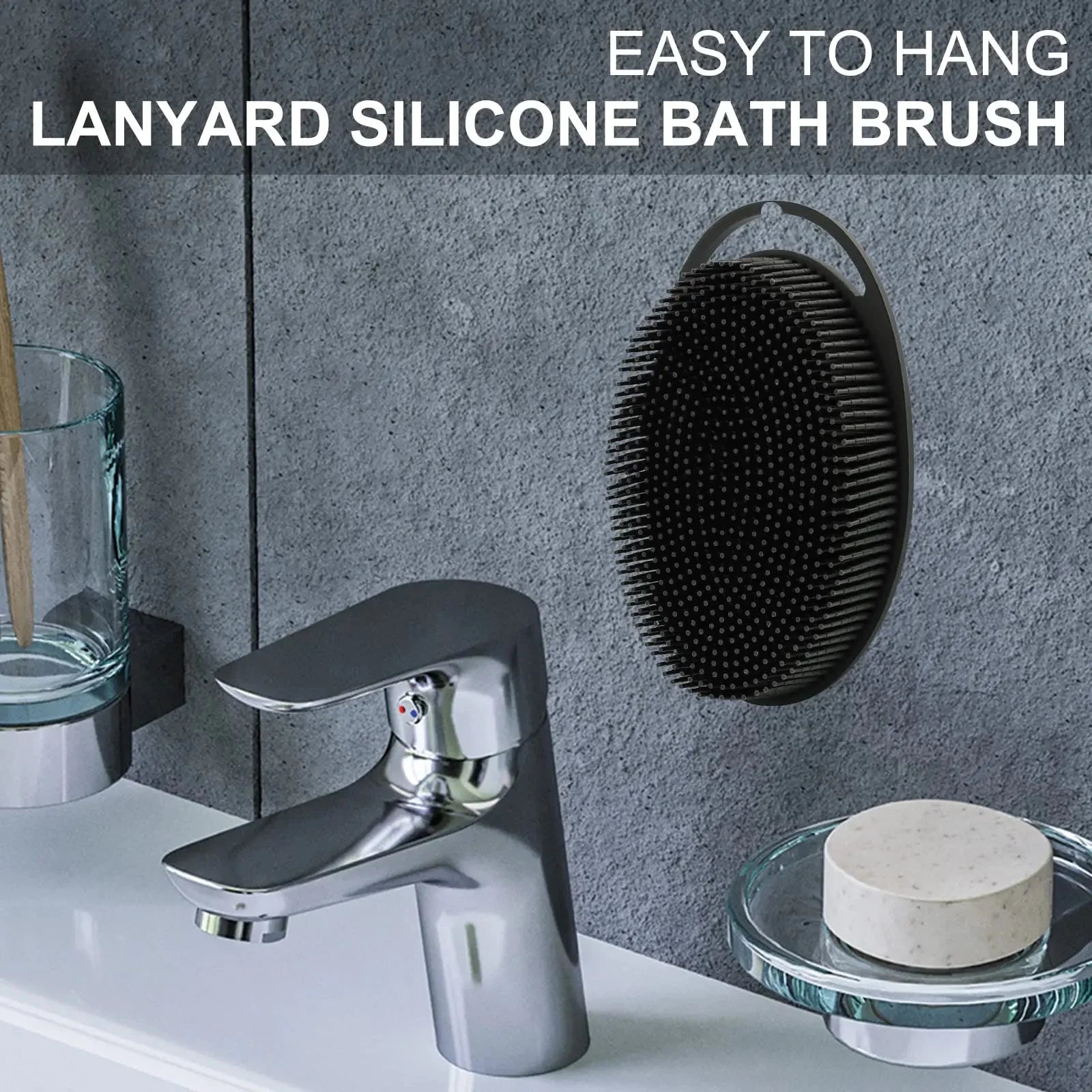 Upgrade Body Scrubber and Hair Shampoo Brush, All in One, Premium Silicone Loofah, Exfoliating Body Brush, Shower Scrubber for Body, Scalp Massager for Women, Men, Pet (1PC Black) Anti Spier