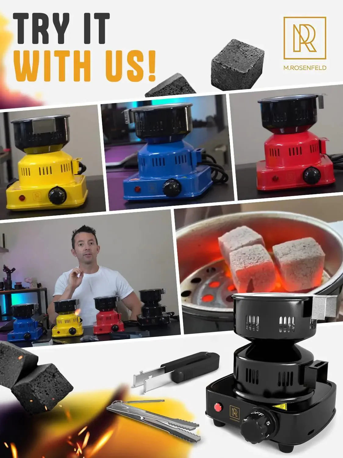 Premium Hookah Coal Burner Yellow Burner for Hookah 450W Fire Tower Stove Anti Spier