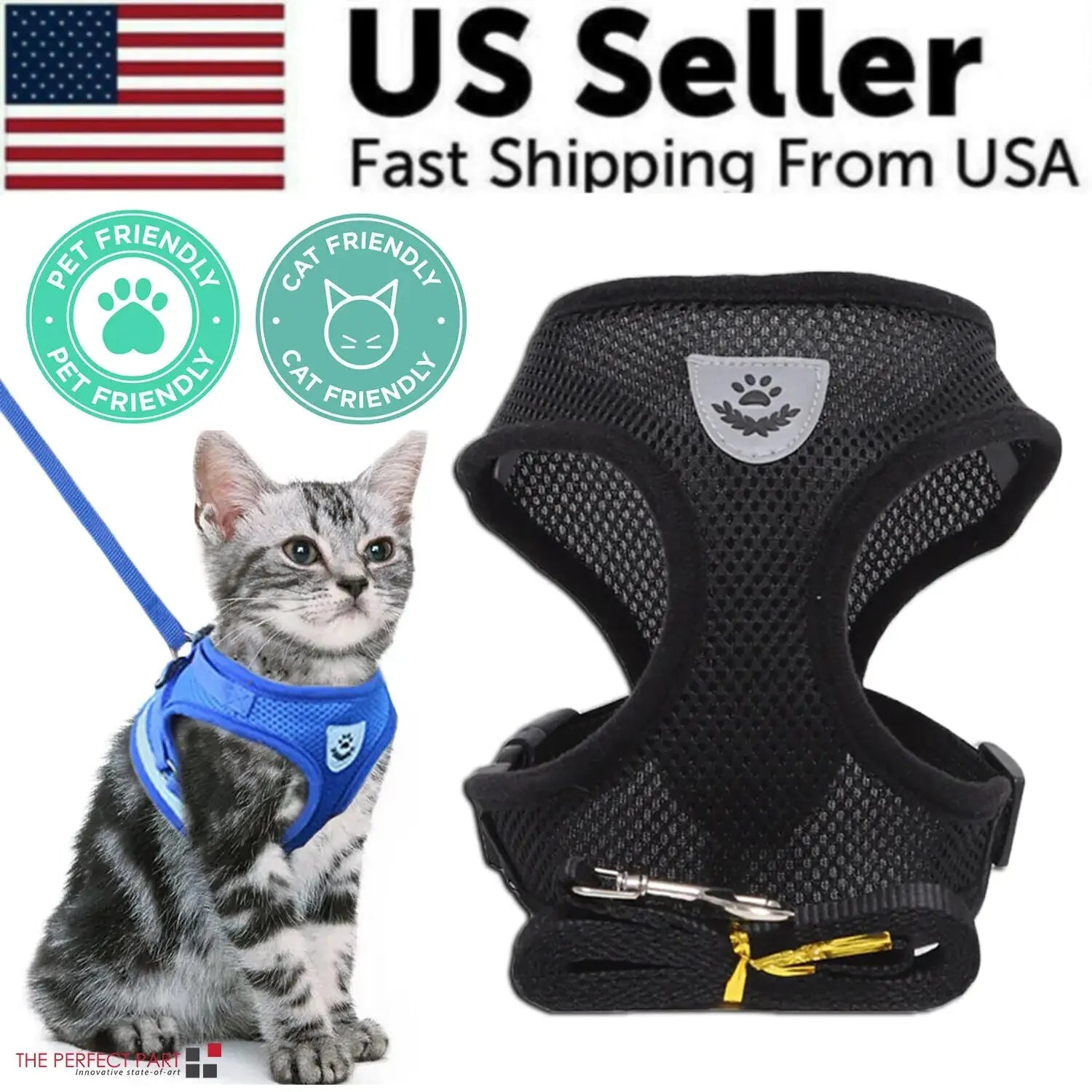 Cat Dog Pet Harness Adjustable Control Vest Dogs Reflective S M L XL Leash Anti Spier