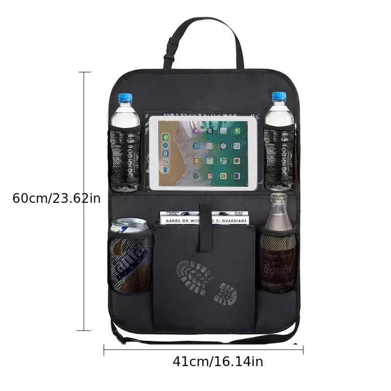 Car Seatback Organizer with Cup Holder - Travel Accessory Anti Spier