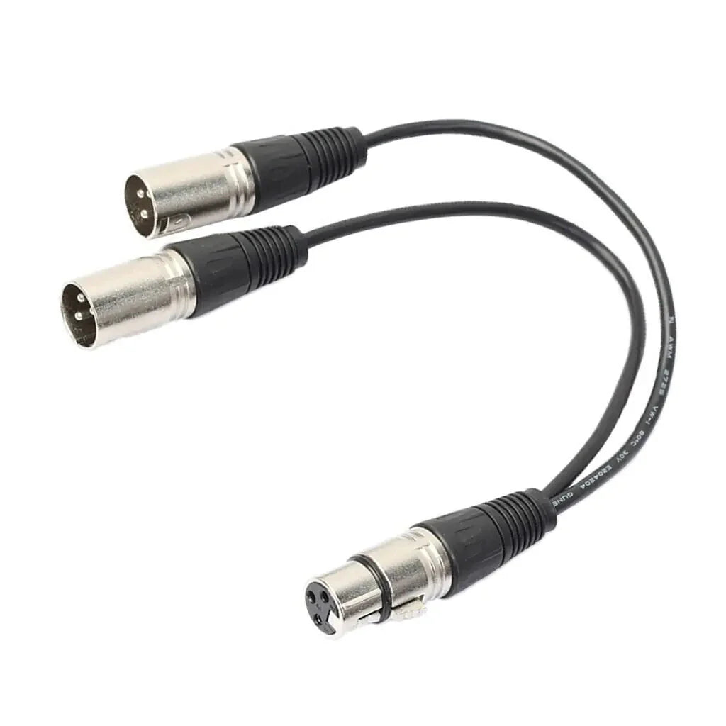 3Pin XLR Female Jack To Dual 2 Male Plug Y Splitter Cable Adapter Microphone USA Anti Spier