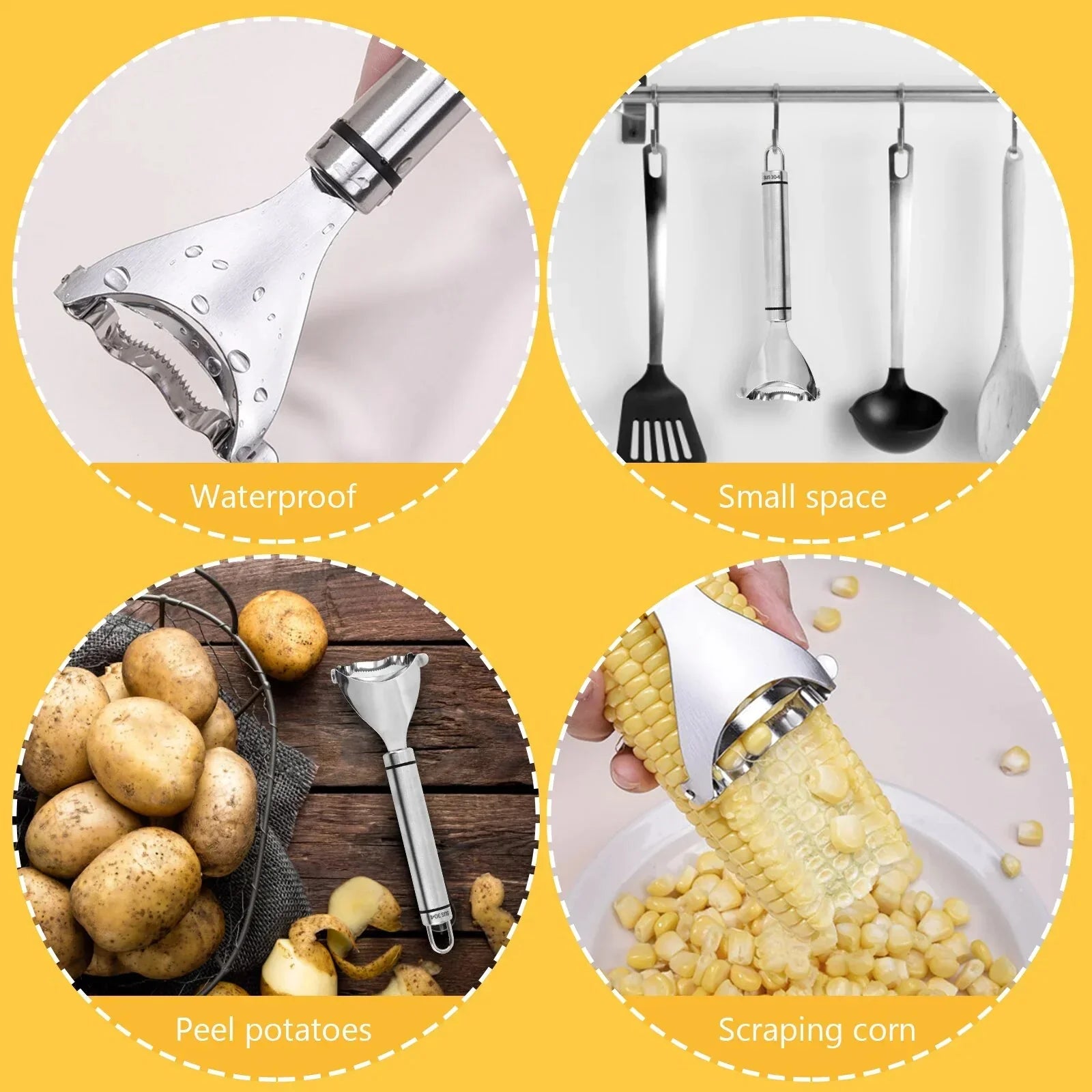 2x Corn Cob Peeler Stainless Steel Thresher Stripper Remover Kitchen Cutter Tool Anti Spier