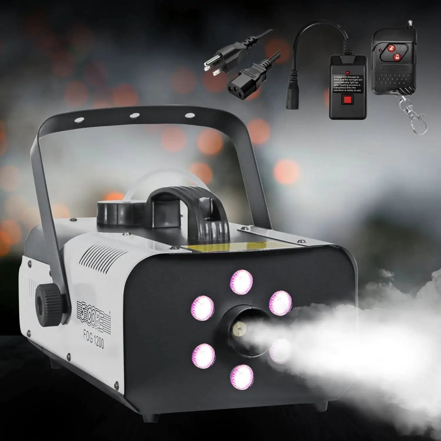 5Core Fog Smoke Machine 1200W Low Lying Indoor Outdoor 1L Fog Maker with LED Lights Anti Spier